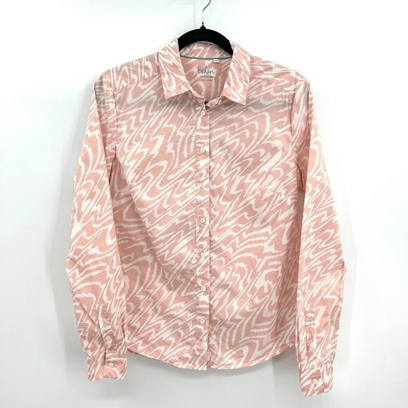 BODEN Pink White Design The Classic Shirt Cotton Button Up Long Sleeve Blouse 6 - Picture 1 of 6